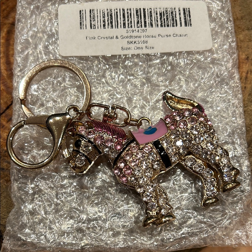 Gold and Pink Rhinestone Key Holder - Picture 2 of 4